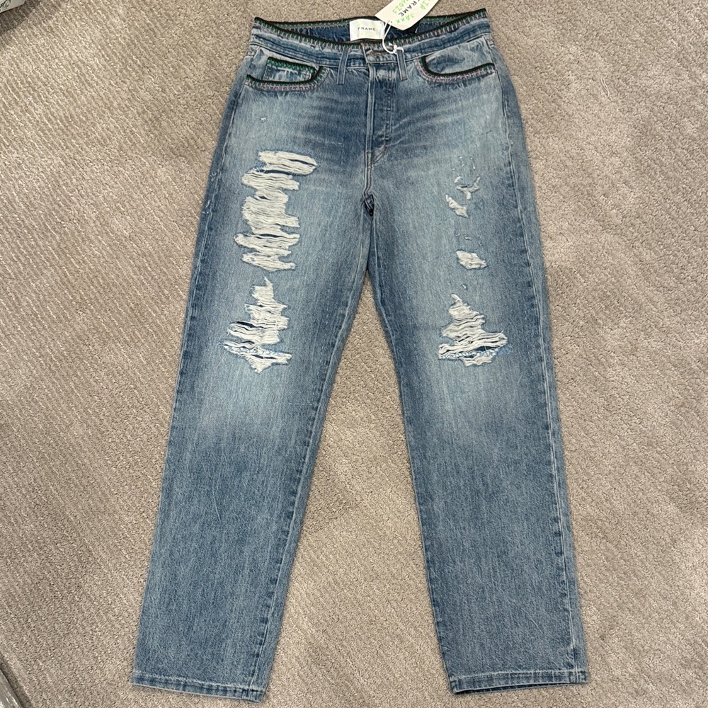 NWT Frame x Julia Sarr-Jamois Distressed Baggy Jeans 🔥 - Picture 3 of 9